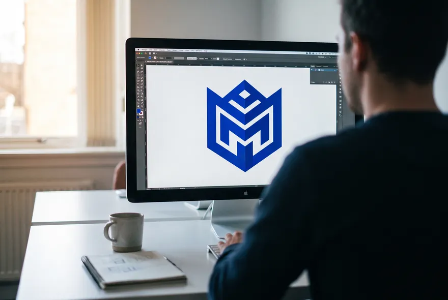 Emblem artwork open in a vector design app